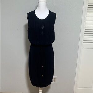 St. John Collection Navy Sleeveless Knit Midi Dress